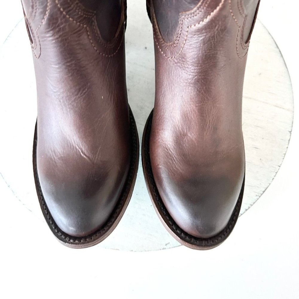 Women’s Brown Leather Heeled Boots - Picture 7 of 12